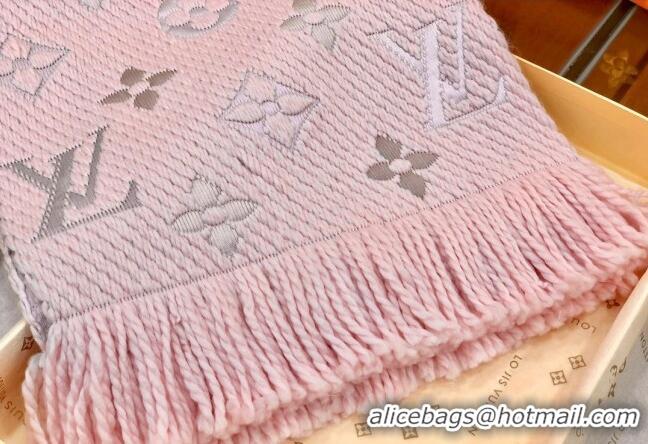 Top Grade Louis Vuitton Logomania Wool Long Scarf with Fringe 30x175cm LV011002 Light Pink 2024