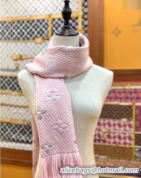 Top Grade Louis Vuitton Logomania Wool Long Scarf with Fringe 30x175cm LV011002 Light Pink 2024