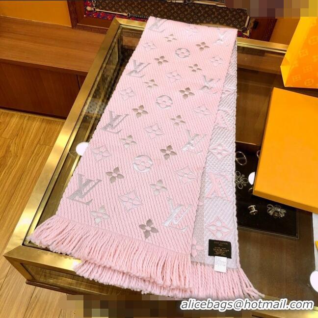 Top Grade Louis Vuitton Logomania Wool Long Scarf with Fringe 30x175cm LV011002 Light Pink 2024