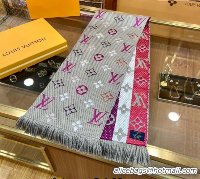 Low Cost Louis Vuitton Logomania Rainbow Wool Long Scarf with Fringe 30x175cm LV011002 Grey 2024