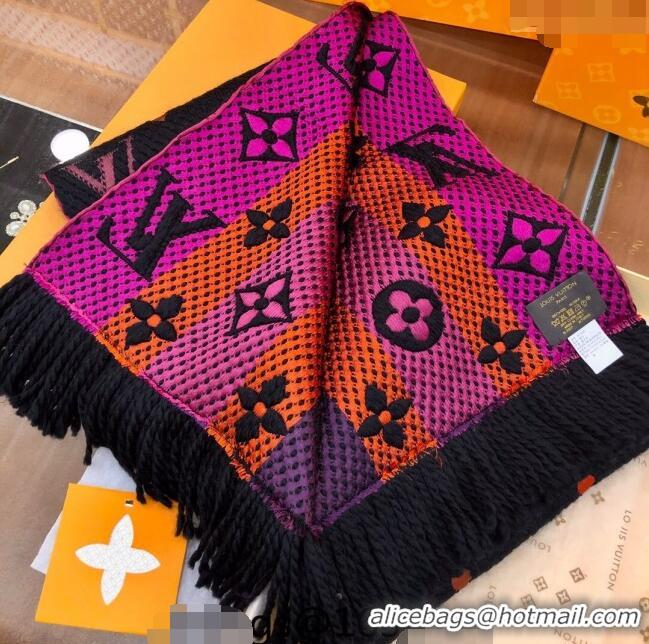 Best Price Louis Vuitton Logomania Rainbow Wool Long Scarf with Fringe 30x175cm LV011002 Black 2024