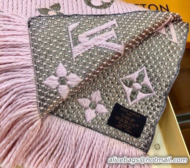 Shop Discount Louis Vuitton Logomania Wool Long Scarf with Fringe 30x175cm LV011003 Light Pink/Gold 2024