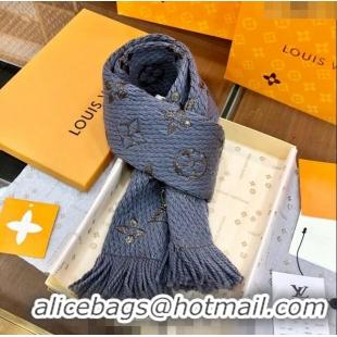 Trendy Design Louis Vuitton Logomania Wool Long Scarf with Fringe 30x175cm LV011003 Grey/Gold 2024