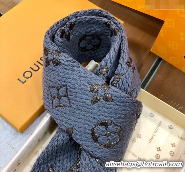 Trendy Design Louis Vuitton Logomania Wool Long Scarf with Fringe 30x175cm LV011003 Grey/Gold 2024