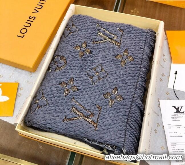 Trendy Design Louis Vuitton Logomania Wool Long Scarf with Fringe 30x175cm LV011003 Grey/Gold 2024