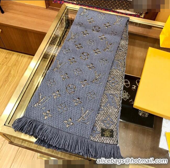 Trendy Design Louis Vuitton Logomania Wool Long Scarf with Fringe 30x175cm LV011003 Grey/Gold 2024