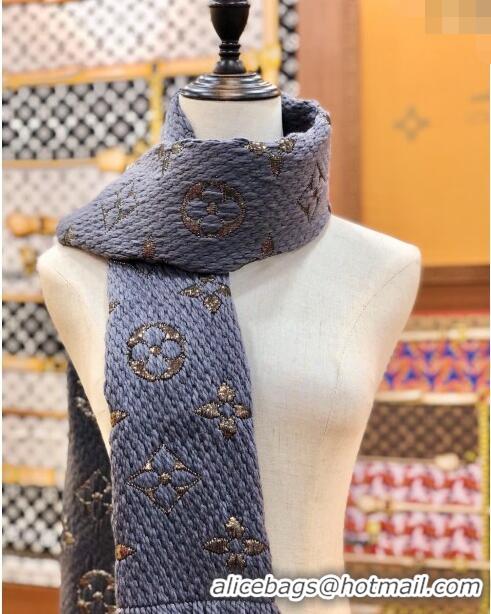 Trendy Design Louis Vuitton Logomania Wool Long Scarf with Fringe 30x175cm LV011003 Grey/Gold 2024