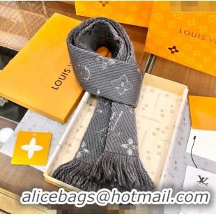 Good Looking Louis Vuitton Logomania Wool Long Scarf with Fringe 30x175cm LV011003 Grey/Silver 2024