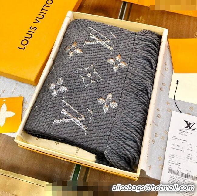 Good Looking Louis Vuitton Logomania Wool Long Scarf with Fringe 30x175cm LV011003 Grey/Silver 2024