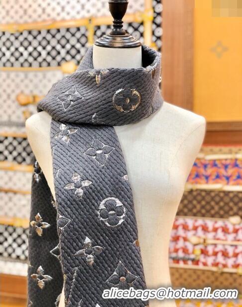 Good Looking Louis Vuitton Logomania Wool Long Scarf with Fringe 30x175cm LV011003 Grey/Silver 2024