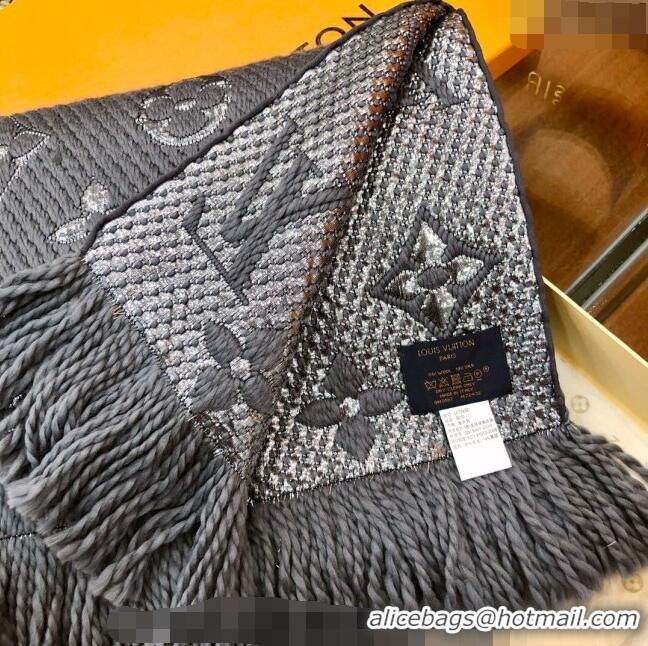 Good Looking Louis Vuitton Logomania Wool Long Scarf with Fringe 30x175cm LV011003 Grey/Silver 2024