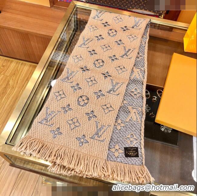 Top Quality Louis Vuitton Logomania Wool Long Scarf with Fringe 30x175cm LV011003 Beige/Silver 2024