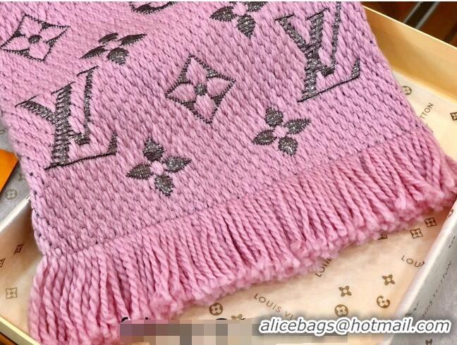 Top Grade Louis Vuitton Logomania Wool Long Scarf with Fringe 30x175cm LV011003 Pink/Silver 2024 