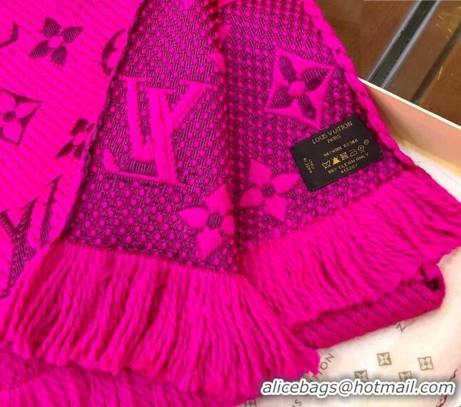 Popular Style Louis Vuitton Logomania Wool Long Scarf with Fringe 30x175cm LV011004 Neon Pink 2024