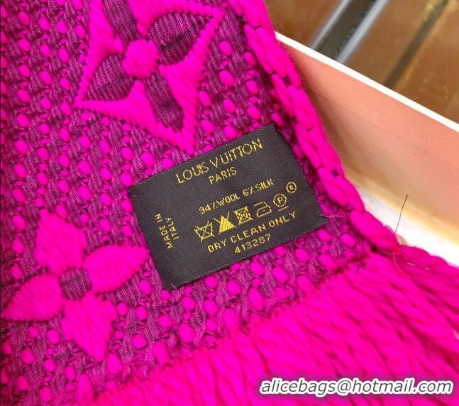 Popular Style Louis Vuitton Logomania Wool Long Scarf with Fringe 30x175cm LV011004 Neon Pink 2024