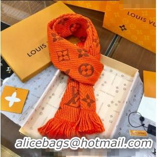 Top Quality Louis Vuitton Logomania Wool Long Scarf with Fringe 30x175cm LV011004 Orange 2024