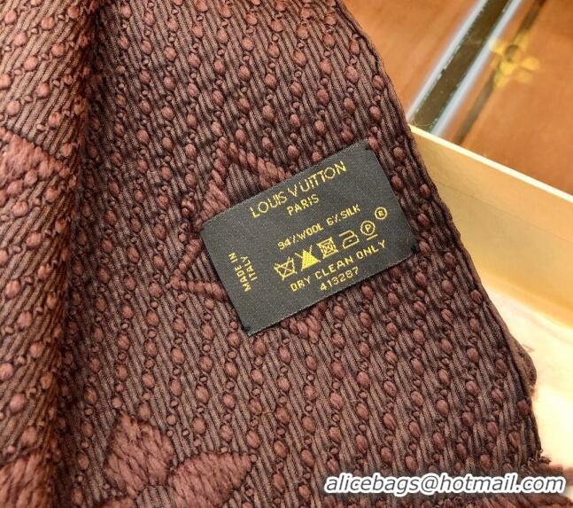 Grade Discount Louis Vuitton Logomania Wool Long Scarf with Fringe 30x175cm LV011004 Coffee Brown 2024