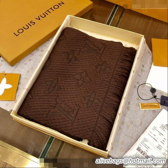 Grade Discount Louis Vuitton Logomania Wool Long Scarf with Fringe 30x175cm LV011004 Coffee Brown 2024