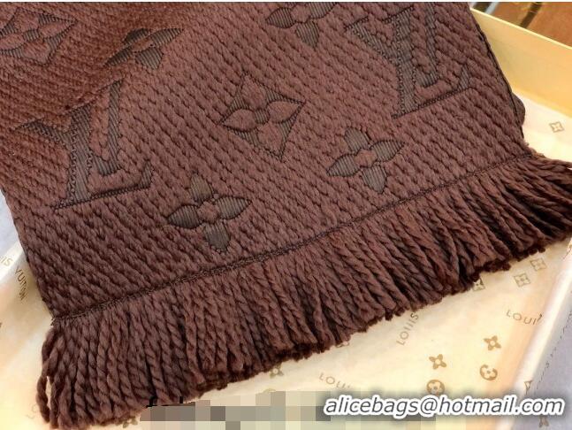 Grade Discount Louis Vuitton Logomania Wool Long Scarf with Fringe 30x175cm LV011004 Coffee Brown 2024