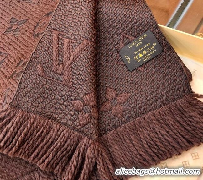 Grade Discount Louis Vuitton Logomania Wool Long Scarf with Fringe 30x175cm LV011004 Coffee Brown 2024