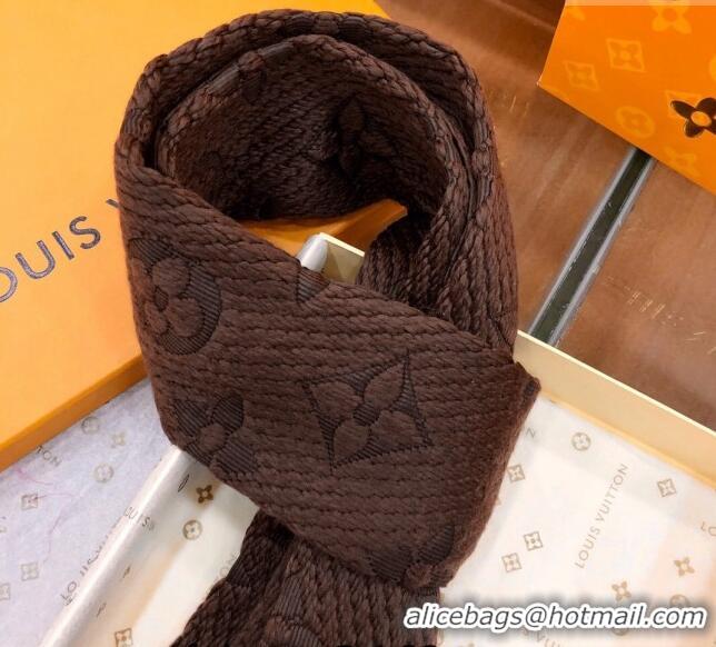 Grade Discount Louis Vuitton Logomania Wool Long Scarf with Fringe 30x175cm LV011004 Coffee Brown 2024