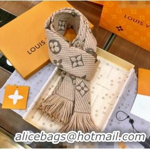 Reasonable Price Louis Vuitton Logomania Wool Long Scarf with Fringe 30x175cm LV011004 Beige 2024