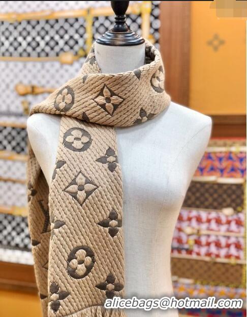 Reasonable Price Louis Vuitton Logomania Wool Long Scarf with Fringe 30x175cm LV011004 Beige 2024