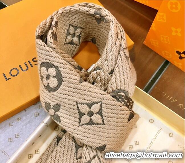 Reasonable Price Louis Vuitton Logomania Wool Long Scarf with Fringe 30x175cm LV011004 Beige 2024