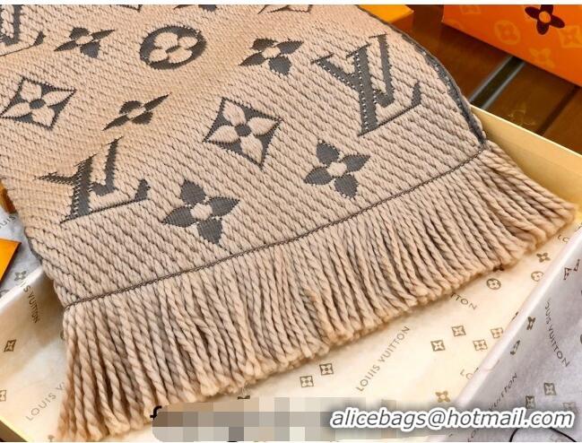 Reasonable Price Louis Vuitton Logomania Wool Long Scarf with Fringe 30x175cm LV011004 Beige 2024