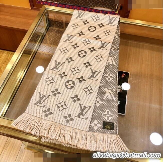 Reasonable Price Louis Vuitton Logomania Wool Long Scarf with Fringe 30x175cm LV011004 Beige 2024