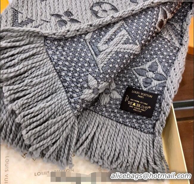 Best Price Louis Vuitton Logomania Wool Long Scarf with Fringe 30x175cm LV011004 Grey 2024