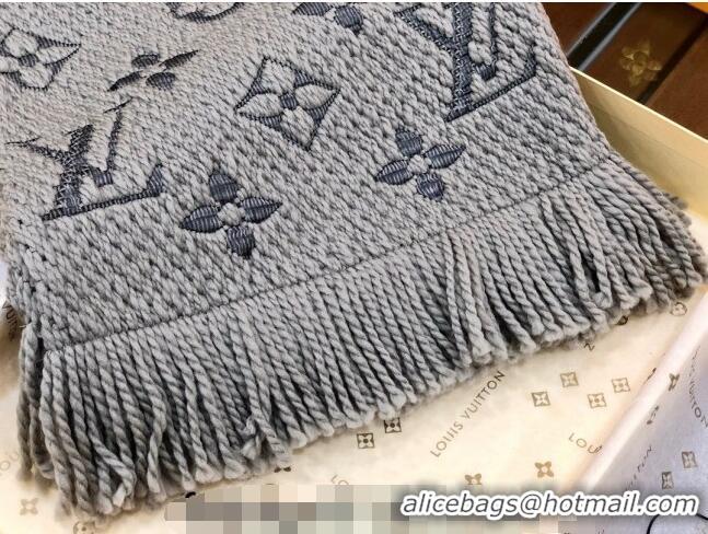 Best Price Louis Vuitton Logomania Wool Long Scarf with Fringe 30x175cm LV011004 Grey 2024