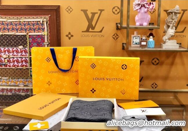 Buy Fashionable Louis Vuitton Logomania Wool Long Scarf with Fringe 30x175cm LV011004 Black 2024