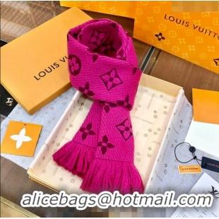 Best Price Louis Vuitton Logomania Wool Long Scarf with Fringe 30x175cm LV011004 Dark Pink 2024