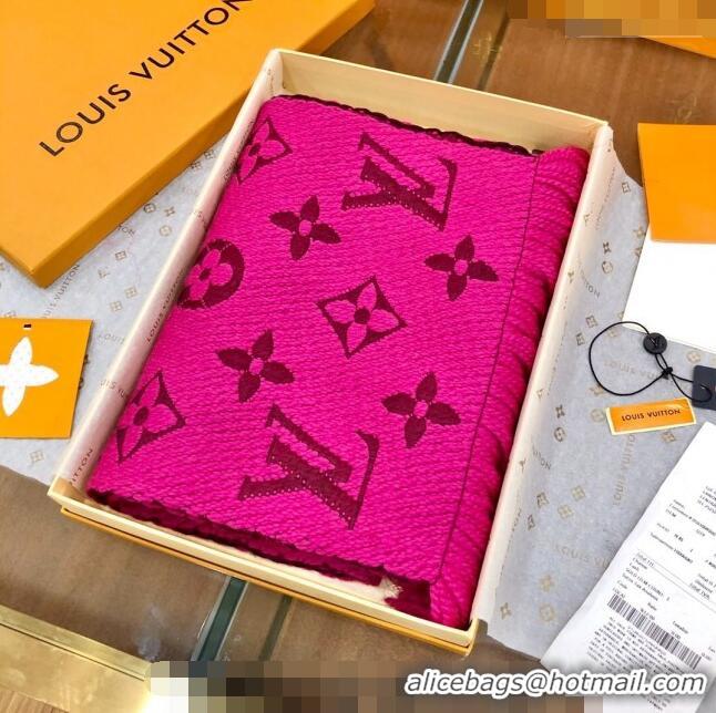 Best Price Louis Vuitton Logomania Wool Long Scarf with Fringe 30x175cm LV011004 Dark Pink 2024