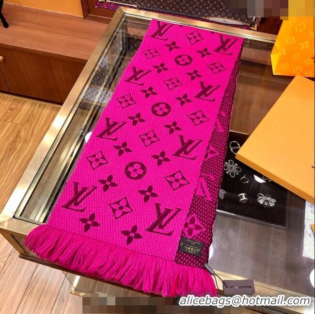 Best Price Louis Vuitton Logomania Wool Long Scarf with Fringe 30x175cm LV011004 Dark Pink 2024