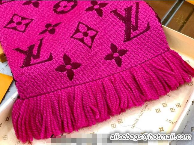 Best Price Louis Vuitton Logomania Wool Long Scarf with Fringe 30x175cm LV011004 Dark Pink 2024