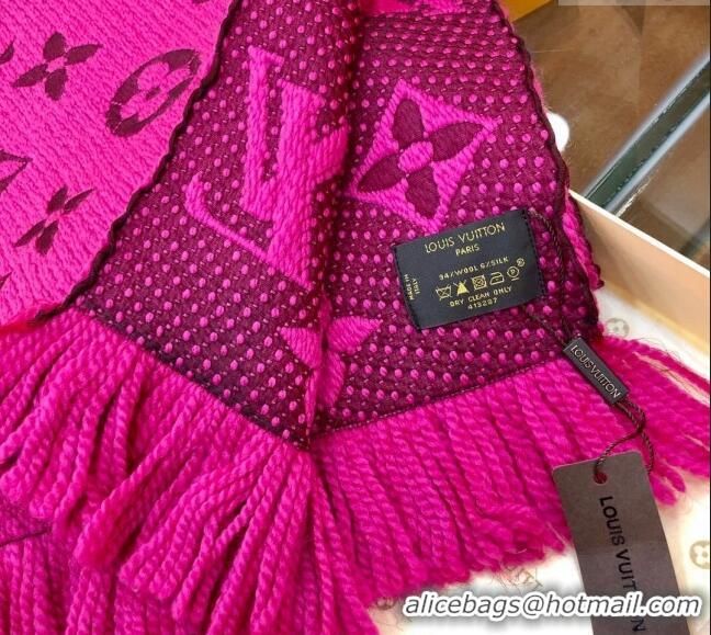 Best Price Louis Vuitton Logomania Wool Long Scarf with Fringe 30x175cm LV011004 Dark Pink 2024