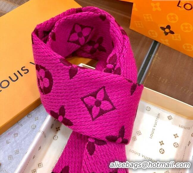 Best Price Louis Vuitton Logomania Wool Long Scarf with Fringe 30x175cm LV011004 Dark Pink 2024