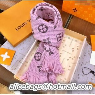 Shop Cheap Louis Vuitton Logomania Wool Long Scarf with Fringe 30x175cm LV011004 Light Pink 2024