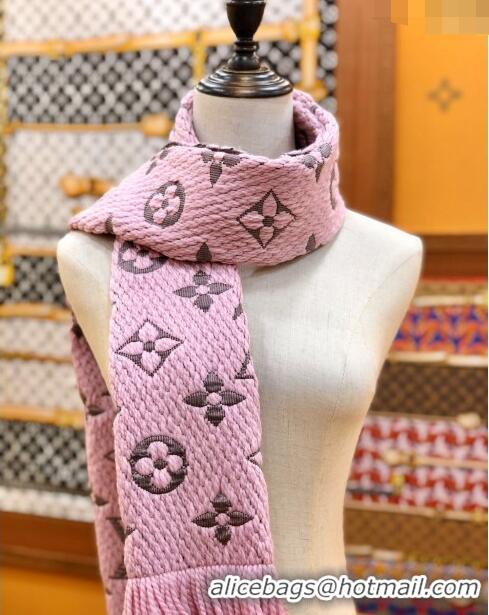 Shop Cheap Louis Vuitton Logomania Wool Long Scarf with Fringe 30x175cm LV011004 Light Pink 2024