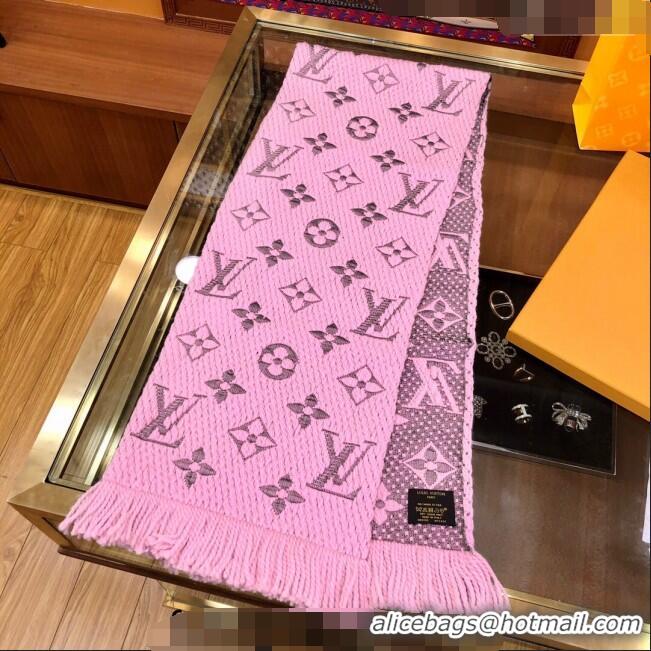 Shop Cheap Louis Vuitton Logomania Wool Long Scarf with Fringe 30x175cm LV011004 Light Pink 2024