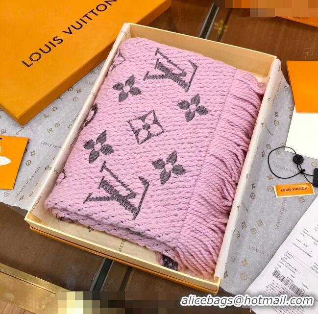 Shop Cheap Louis Vuitton Logomania Wool Long Scarf with Fringe 30x175cm LV011004 Light Pink 2024