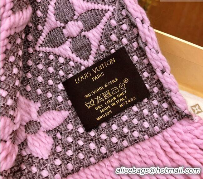 Shop Cheap Louis Vuitton Logomania Wool Long Scarf with Fringe 30x175cm LV011004 Light Pink 2024