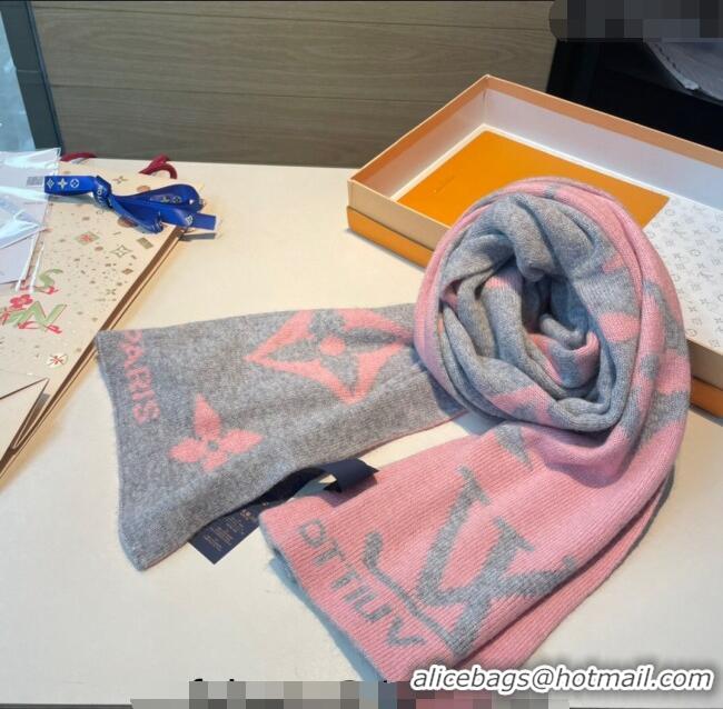 Most Popular Chanel Knit Cashmere Long Scarf 32x180cm CH0111 Grey/Pink 2024