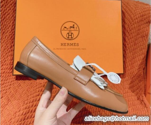 Buy Luxury Hermes Royal Loafers in Calfskin Brown/White 0104055