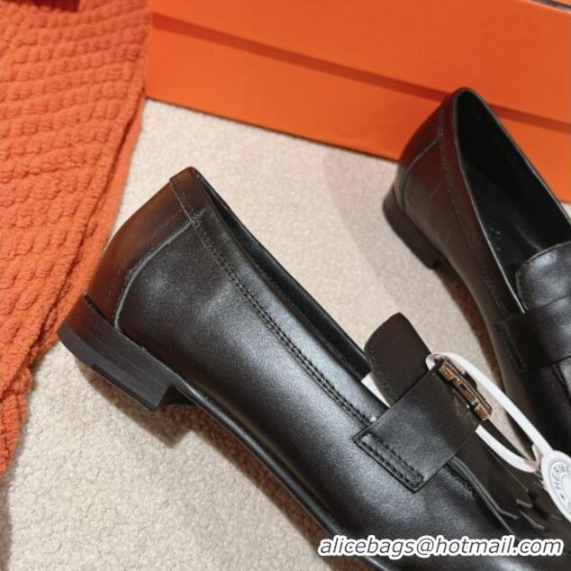 Best Grade Hermes Royal Loafers in Calfskin Black Leather 0104056