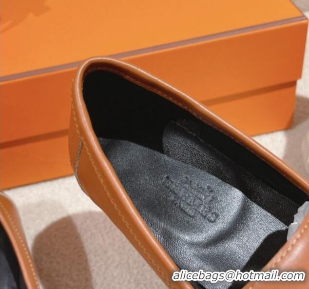 Duplicate Hermes Royal Loafers in Calfskin Brown Leather 0104058