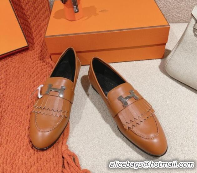 Duplicate Hermes Royal Loafers in Calfskin Brown Leather 0104058