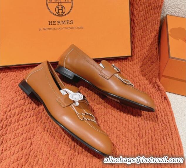 Duplicate Hermes Royal Loafers in Calfskin Brown Leather 0104058